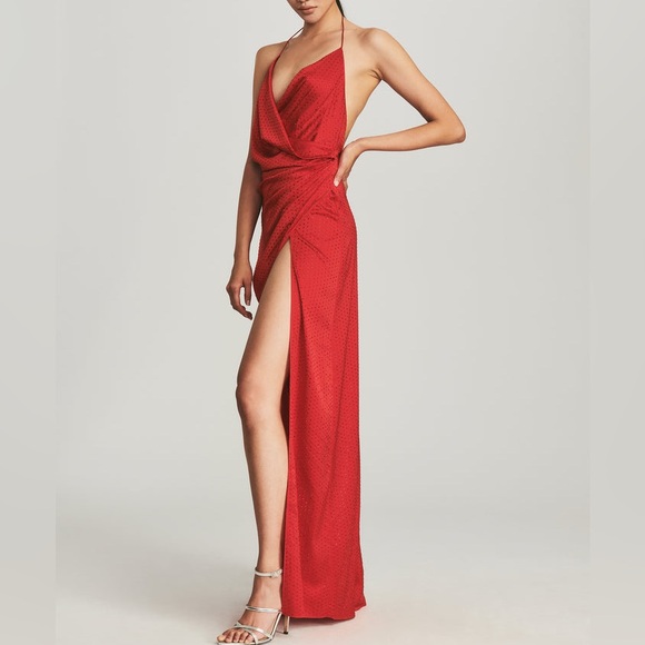 RETROFETE Ceres Embellished Silk Maxi Dress Red Size XS - Picture 3 of 6